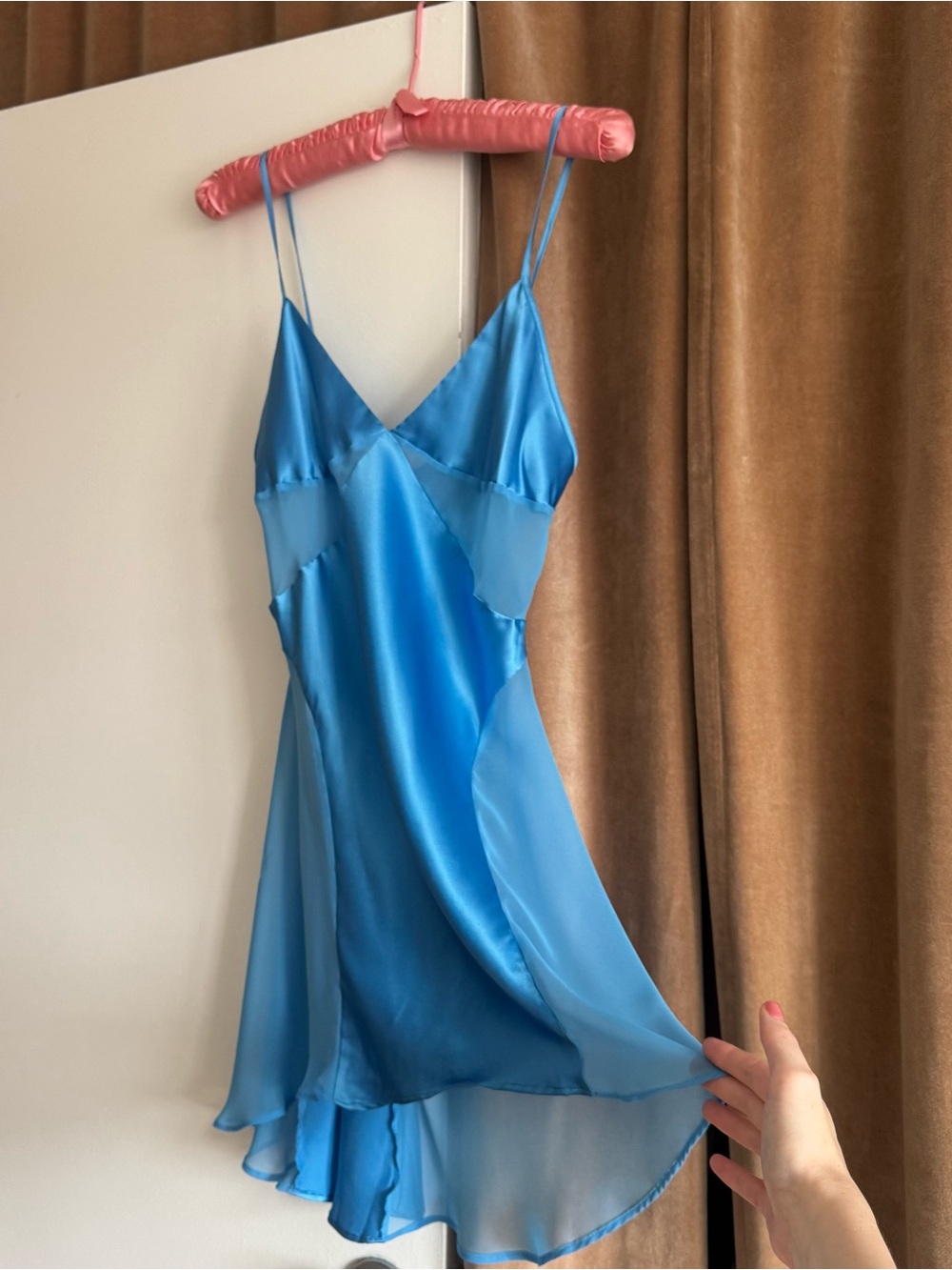 Vintage Victoria’s Secret blue mini slip with sheer panels
